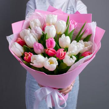 Букет из розовых тюльпанов 25 шт