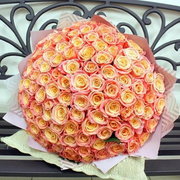Оранжевые розы Эквадор 101 шт (50 см) articul  256796